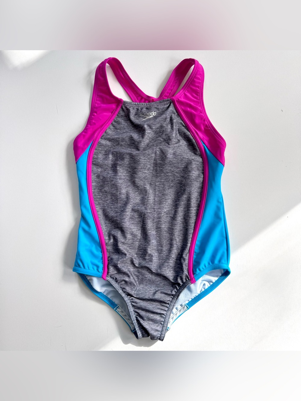 Speedo Girls Infinity Splice Thick Strap One Piece Swimsuit Size 12 Swimwear